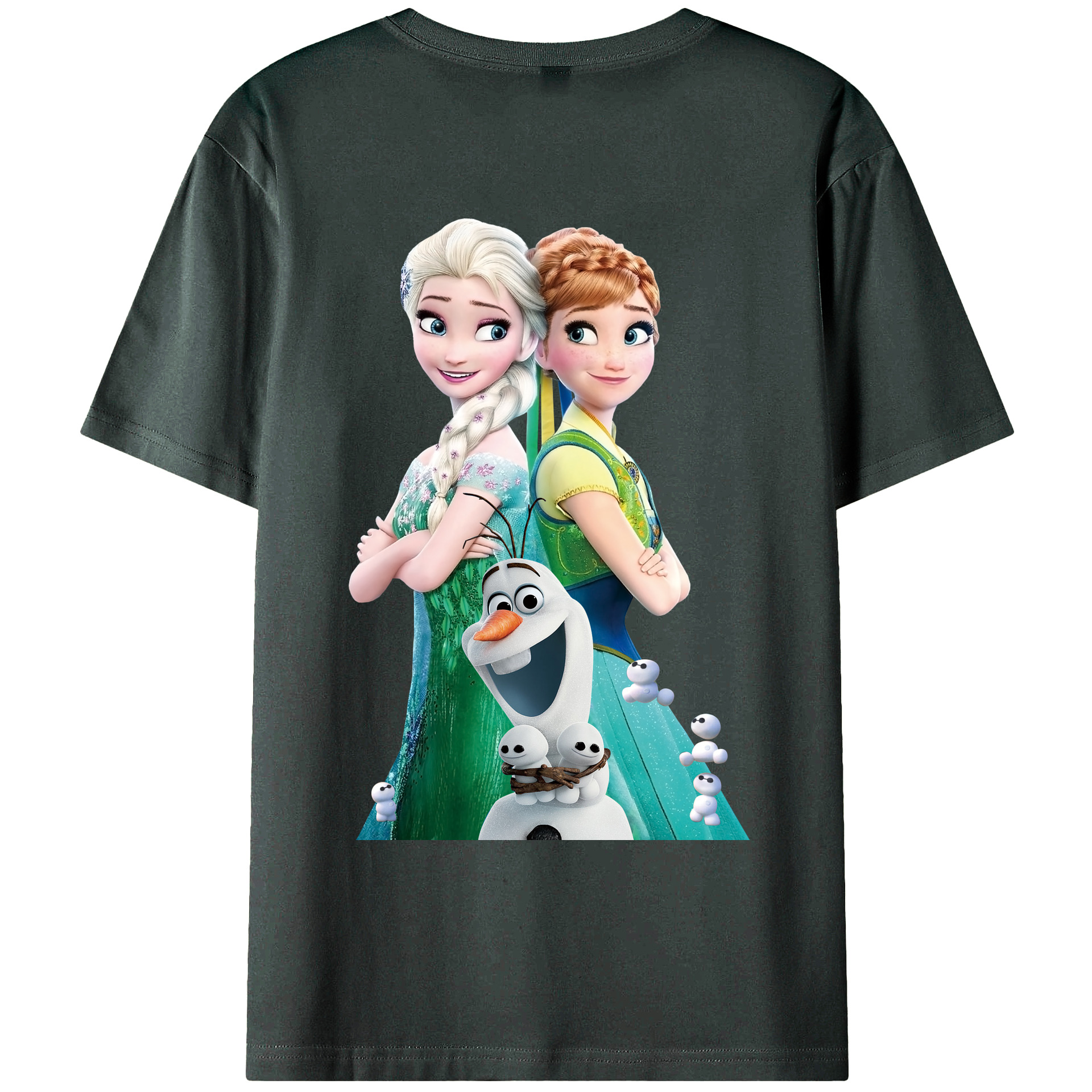 （画像用） アナと雪の女王 アンナ エルサ Frozen Anna Elsa 綿100％ メンズ半袖Tシャツ（バックプリント） 通気性